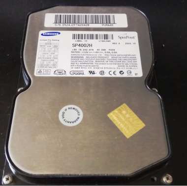Samsung SP4002H hard drive refurbished to operate continuously with electric grinder for effective small object grinding